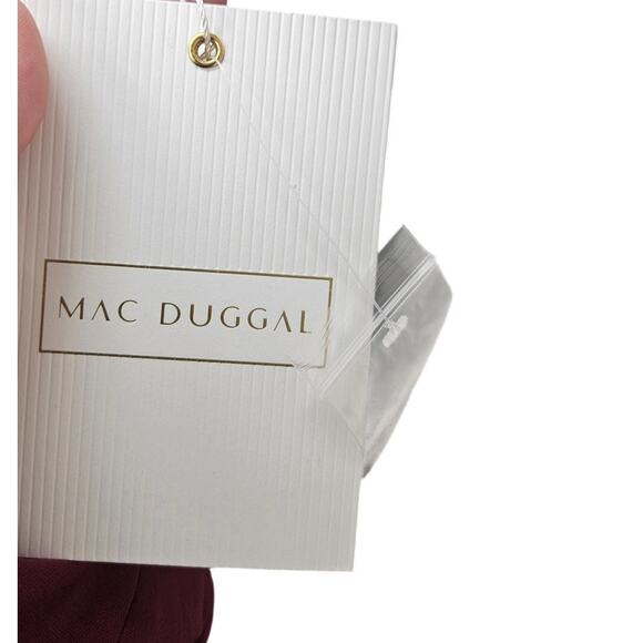 NEW Mac Duggal 6 67848 Long Sleeve Faux Wrap Dress Maxi Formal Beaded Burgundy - Picture 6 of 7